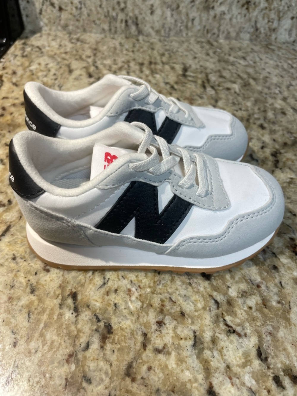 New Balance 237 Kids White, Gray & Black Retro Running Sneakers
